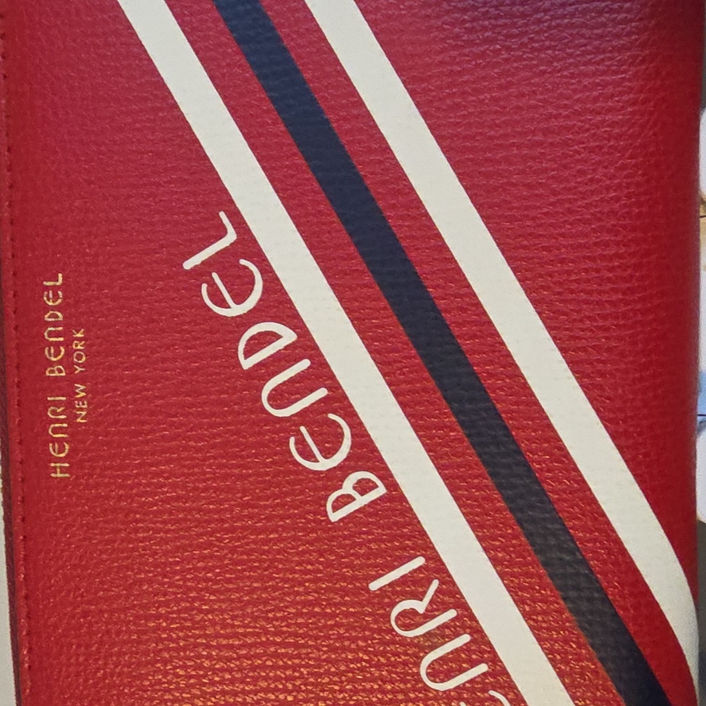 HENRI BENDEL NEW YORK Red Stripe Zip Around Long Wallet - Picture 2 of 13
